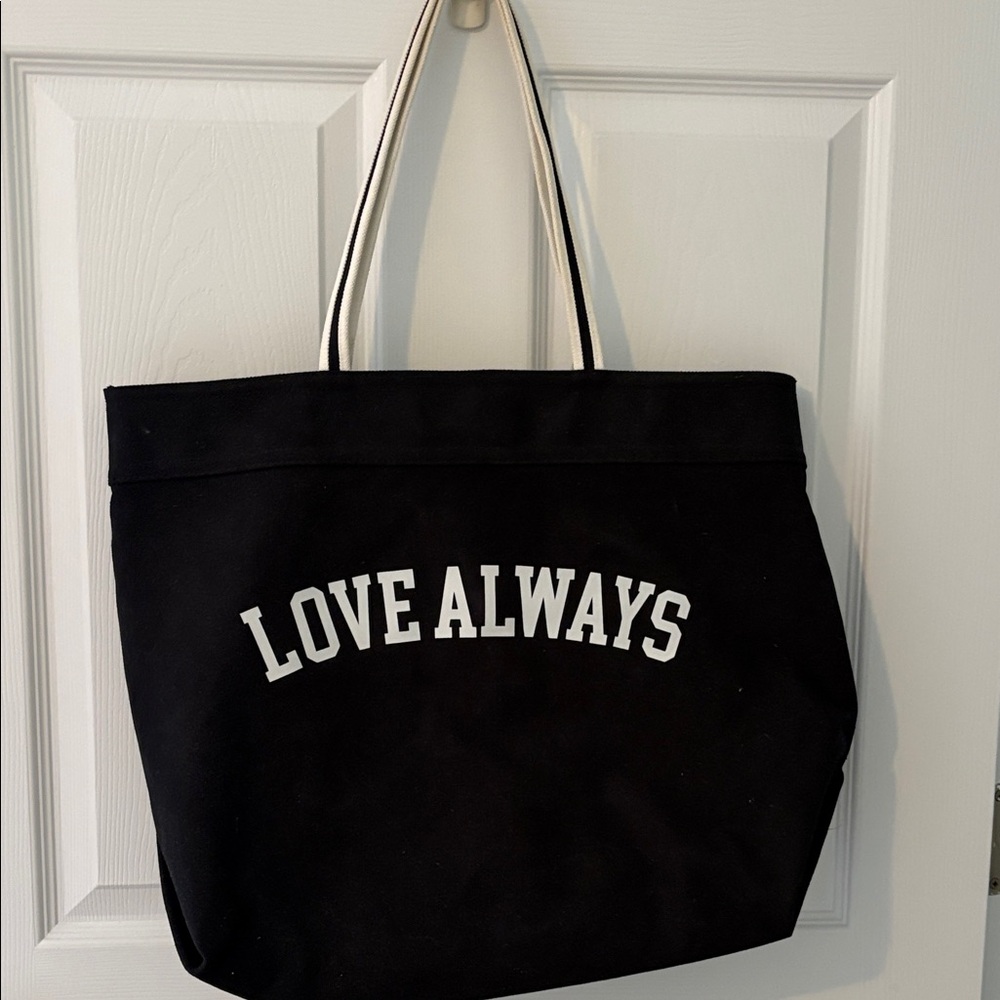 a new day Black Tote with White Lettering